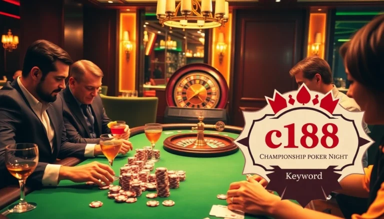 High-stakes poker table at luxury casino with vibrant c168 tournament atmosphere.